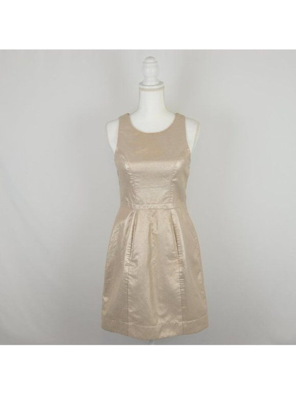 Yoana Baraschi Women's Size 2 Gold Metallic Keyhole Mini Cocktail Dress